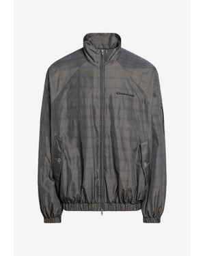 Balenciaga Logo Print Zip-Up Jacket - Gray