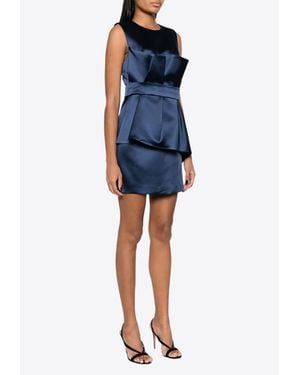 P.A.R.O.S.H. Satin Belted Mini Dress - Blue
