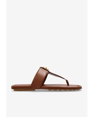 Marc Jacobs Dual T-Strap Leather Flat Sandals - Brown