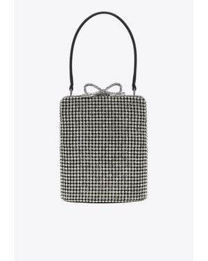 Self-Portrait Crystal-Embellished Fishnet Top Handle Bag - Black
