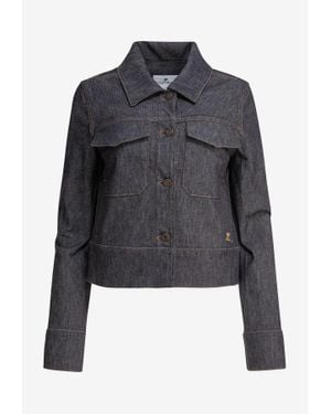 Courreges Logo Embroidered Denim Jacket - Black