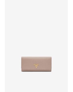 Prada Saffiano Leather Flap Wallet - White