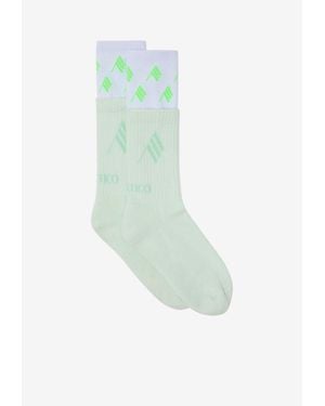The Attico Printed Ribbed Socks - Blue