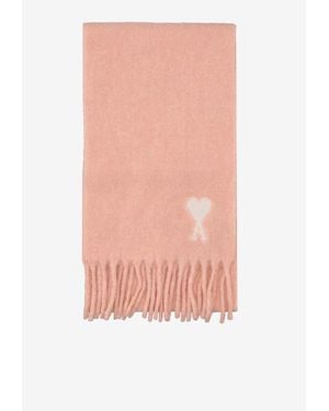 Ami Paris Ami De Coeur Alpaca-Blend Scarf - Pink