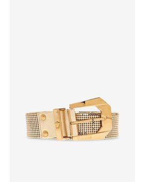 Versace Chainmail-Embellished Metallic Belt - Natural