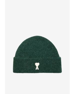 Ami Paris Ami De Coeur Alpaca Knit Beanie - Green