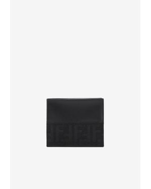 Fendi Ff Jacquard And Leather Bi-Fold Wallet - White