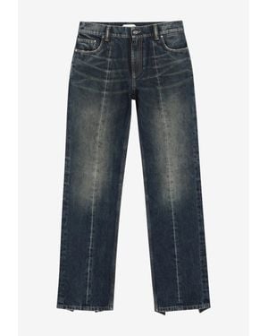 Versace Straight-Leg Washed Denim Pants - Blue