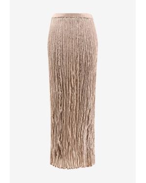 Alysi Wrinkled Midi Skirt - Natural