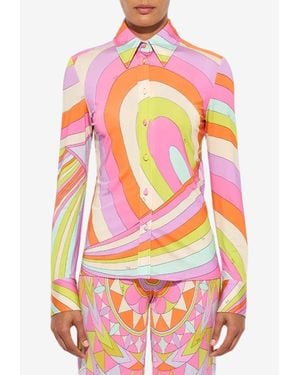 PUCCI Iride Print Long-Sleeved Slim Shirt - Pink