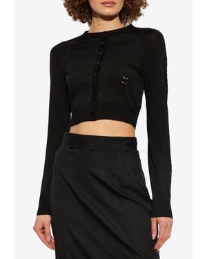 Dolce & Gabbana Cropped Knit Cardigan With Cut-Outs - Black