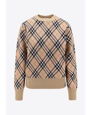 Burberry Signature Check Wool Sweater - White