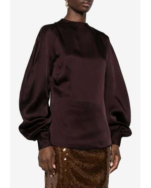 Raquel Diniz Aura Balloon-Sleeved Blouse - Brown