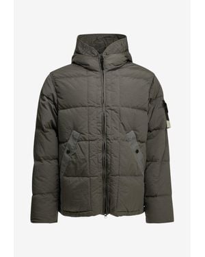 Stone Island Zip-Up Down Jacket - Gray