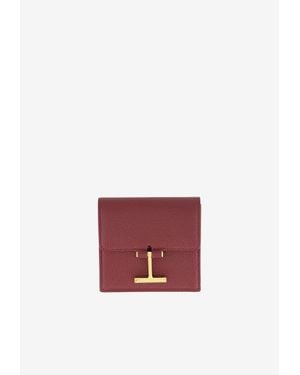Tom Ford Tara Grain Leather Card Holder - Red