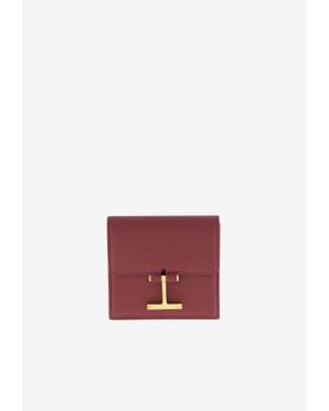 Tom Ford Tara Grain Leather Card Holder - Red