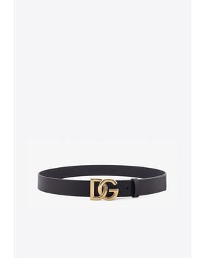 Dolce & Gabbana Dg Logo Buckle Leather Belt - White