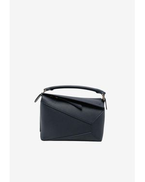 Loewe Small Puzzle Edge Leather Top Handle Bag - Blue