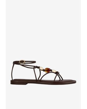 Ba&sh Caya Strappy Leather Flat Sandals - White
