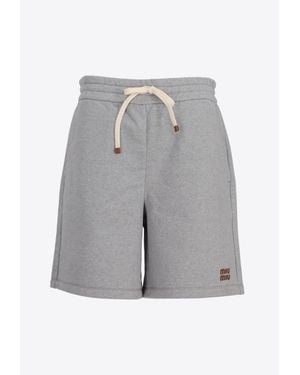 Miu Miu Logo Fleece Shorts - Gray