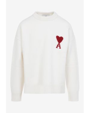 Ami Paris Adc Wool Sweater - White