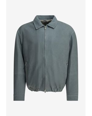 Brunello Cucinelli Nubuck Leather Jacket - Gray