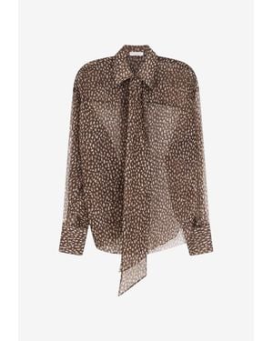 Brunello Cucinelli Sheer Silk Printed Shirt - Brown