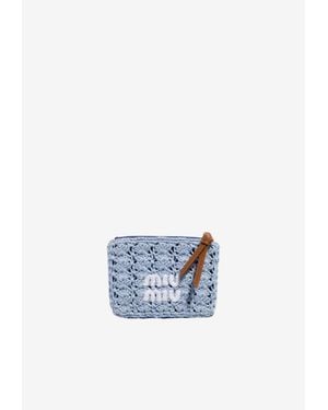 Miu Miu Crochet Knit Zipper Coin Purse - White