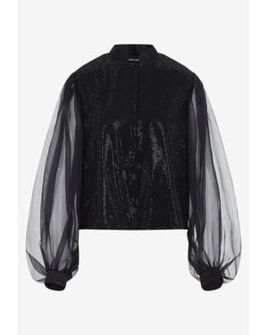 Giorgio Armani Embroidered Silk Shirt - Black