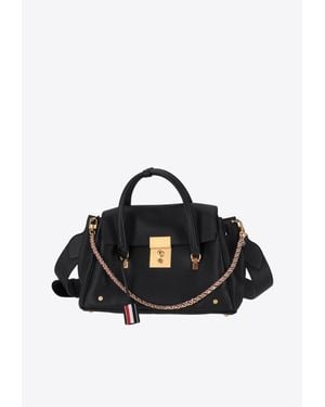 Thom Browne Bolton Grained Leather Top Handle Bag - Black