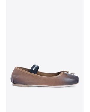 Miu Miu Gradient-Effect Ballet Flats - White