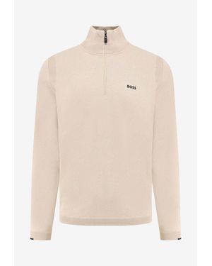 BOSS High-Neck Logo Sweater - Natural