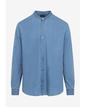 Giorgio Armani Long-Sleeved Denim Shirt - Blue