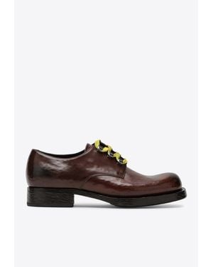 Prada Aged Leather Derby Shoes - Brown