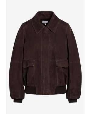 Loewe Suede Bomber Jacket - Brown