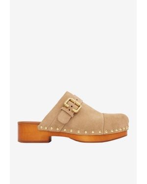 Chloé Jeannette 40 Suede Clogs - White