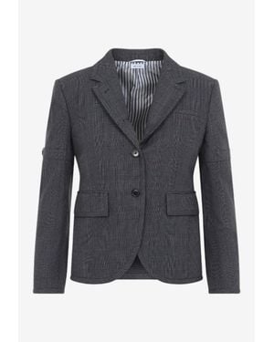 Thom Browne Prince Of Wales High Armhole Sport Wool Blazer - Black