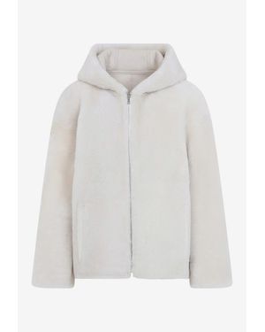 Yves Salomon Shearling Zipped Jacket - White