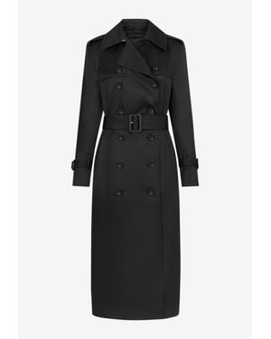 Tom Ford Double-Breasted Trench Coat With Leather Undercollar - Black