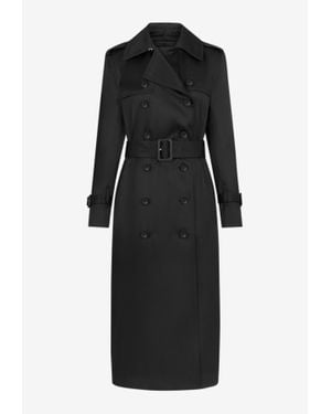 Tom Ford Double-Breasted Trench Coat With Leather Undercollar - Black