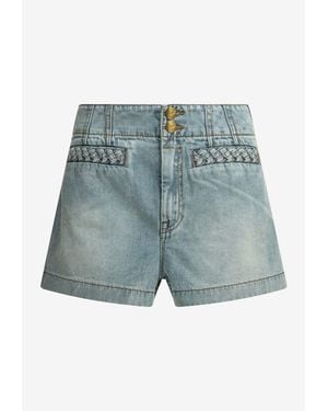 Zimmermann Wanderlust Mini Denim Shorts - Blue