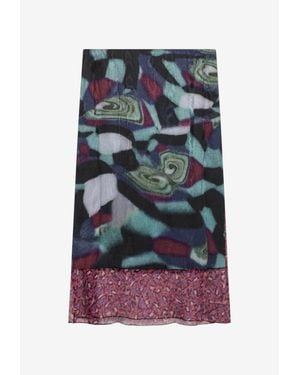 Dries Van Noten Semi-Sheer Printed Skirt - Gray