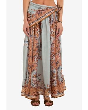 Zimmermann Aster Scarf Floral Silk Maxi Skirt - Multicolor