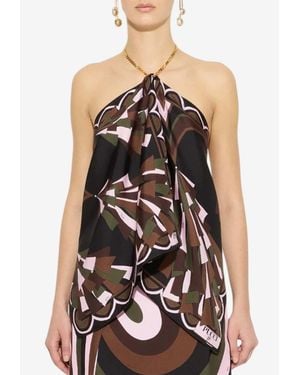 PUCCI Baiadera Print Halterneck Chain Top - Black