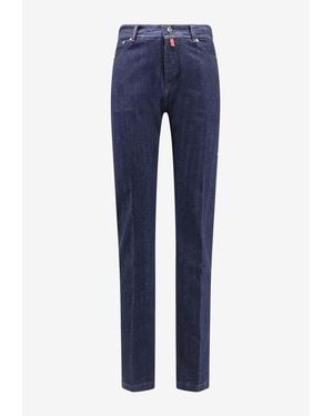 Kiton Logo Patch Straight-Leg Jeans - Blue