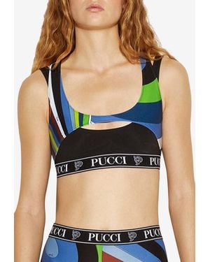 PUCCI Iride-Print Cropped Top - Blue