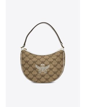 MCM Medium Monogram Jacquard Hobo Bag - Natural