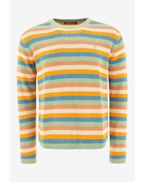 Acne Studios Face Patch Striped Sweater - Yellow