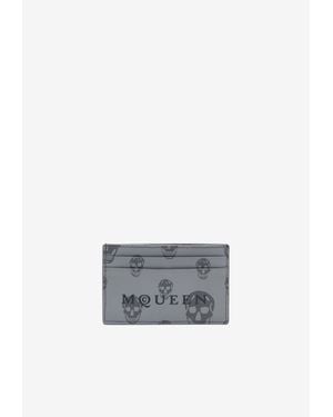 McQueen Skull Print Leather Cardholder - White