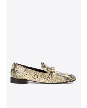 Tory Burch Jessa Python Print Leather Loafers - White